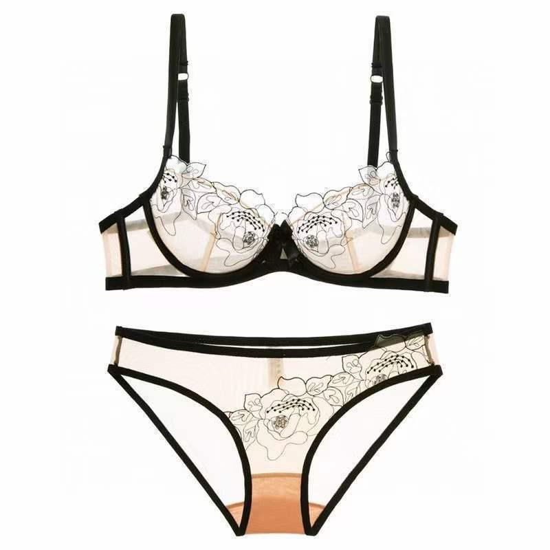 

Нижнее белье во французском стиле: Сексуальный кружевной комплект бюстгальтера и трусиков для всех размеров, подчеркивающий чистое желание и сентиментальность. 36/80AB