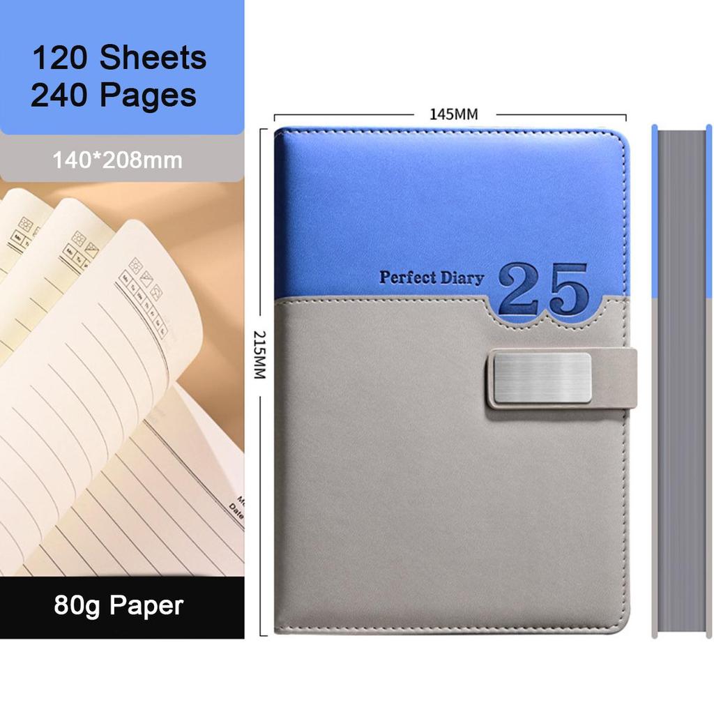 Notatnik biznesowy A5 ze skórzaną klamrą, dziennik spotkań roboczych, notatnik przedmiotowy ucznia, pogrubiony pamiętnik, liniowane strony, dziennik podróży