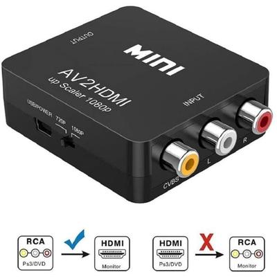 RCA To HDMI Adapter - Asbter - AV Converter - 1080P - USB Charging Cable - Black