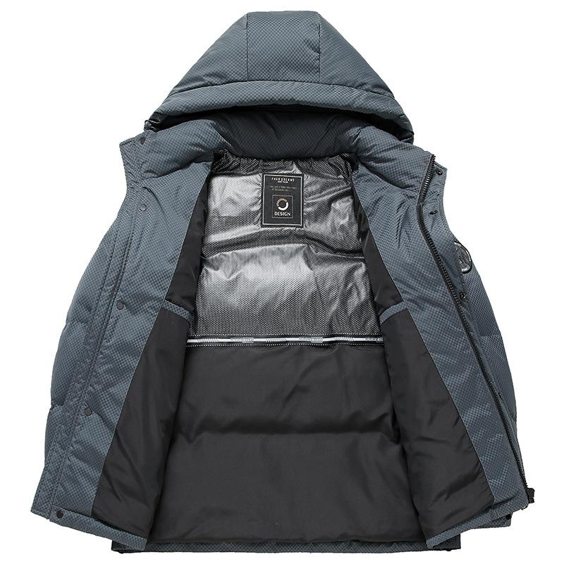 Winter Neue Verdickte Mittellange Daunenjacke Herren Kältefest Lässig Kapuze Daunenjacke