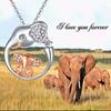 Fashion Love Shaped Mother and Child Elephant Pendant Necklace Minimalist Letter Pendant