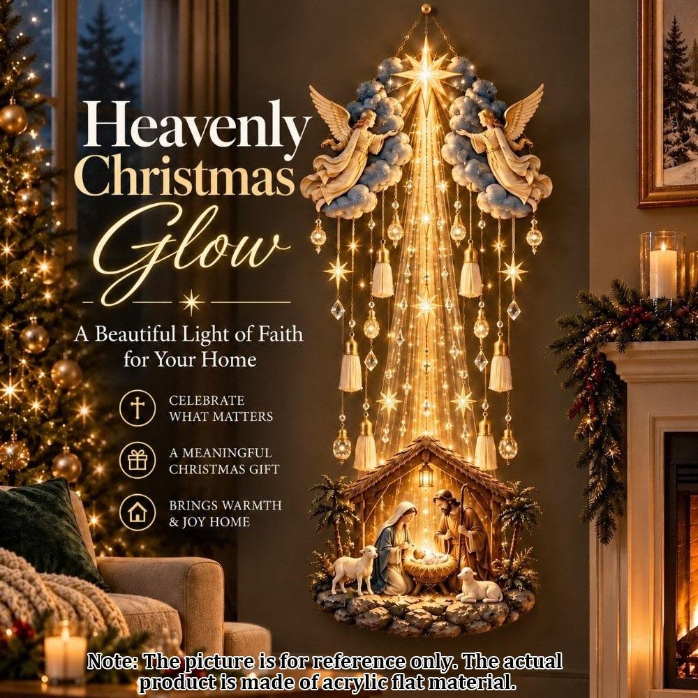 Glowing Angel Blessing Wall Light Snowflake Village Nativity Scene Home Indoor Decor