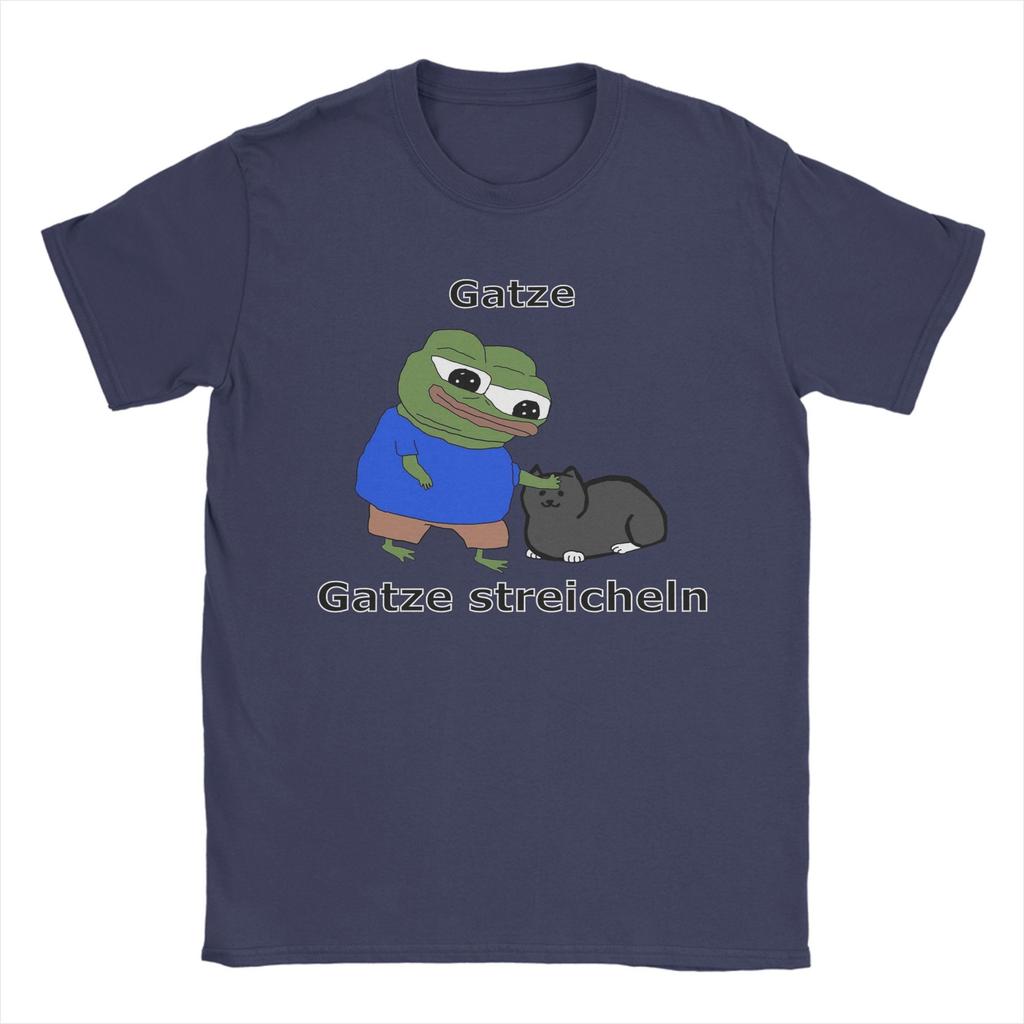Klappa katt Husdjur Katt Meme T-shirt Män P-pepe Grodan Grym 100% Bomull T-shirts O-hals Kortärmade T-shirts Sommarkläder