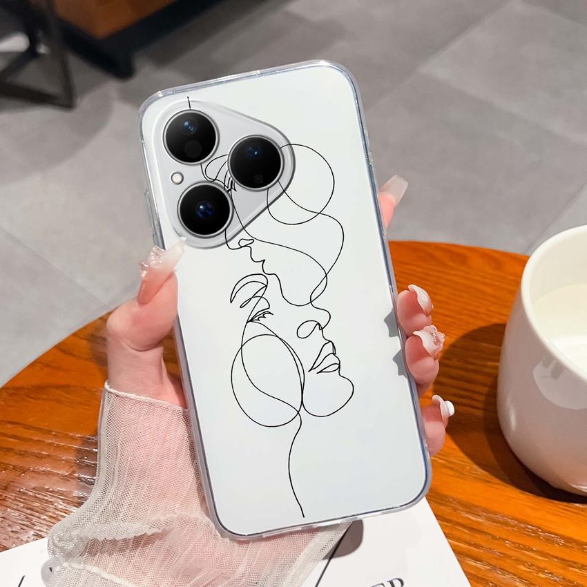 For Huawei Pura 80 70 Pro Plus Ultra Honor X6C 8C Phone Bags Cute Big Eyed Black Cat Patterns Luxury Transparent Lens Protection Case For Huawei Shell
