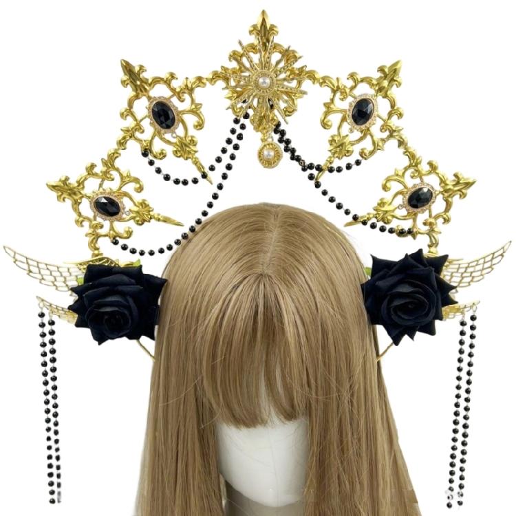 Heiligenscheine Kronen Marien Göttinnen Stirnband Göttinnen Kopfschmuck Kopfschmuck Tiaras Kronen Halloween Cosplay Hochzeitskostüm