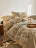 American Retro All-Cotton Flannel 4-Piece Bedding Set - Soft, Warm & Skin-Friendly for Autumn/Winter