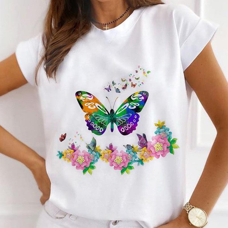 Explosive Sunflower Flower Base Casual White Shortsleeved Womens Tshirt Oversized T Shirt Harajuku Tops