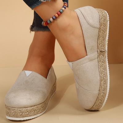 Fashion 2024 New Woman Flat Shoes Women's Platform Casual Shoes Solid Color Breathable Wedge Espadrilles