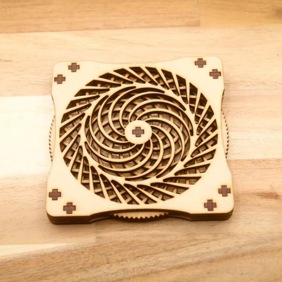1/4Pcs Wooden Kinetic Coasters Farmhouse Rustic Heat-resistant Coffee Mug Cup