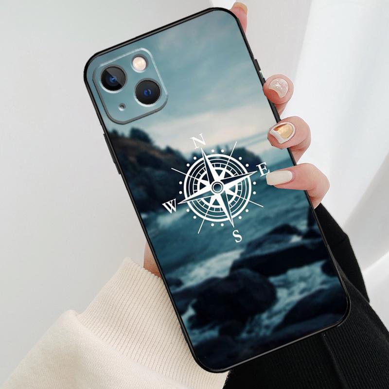 World Map Compass Nautical Phone Case For iPhone 11 12 13 14 15 16 Pro Max Mini X XR XS Max Plus Cover Funda