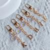 Metal Daisy Letter Keychain Fashion A-Z 26 Letters Keyring Charms Mobile Phone Key Holders Bag Pendant Accessories Couple Gift