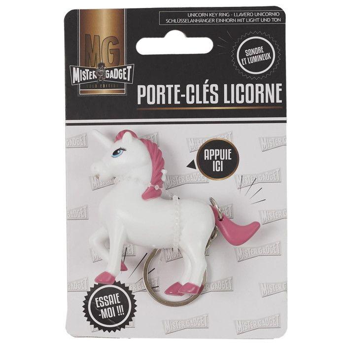 Mister Gadget Porte-clés Licorne lumineux et sonore multicolore