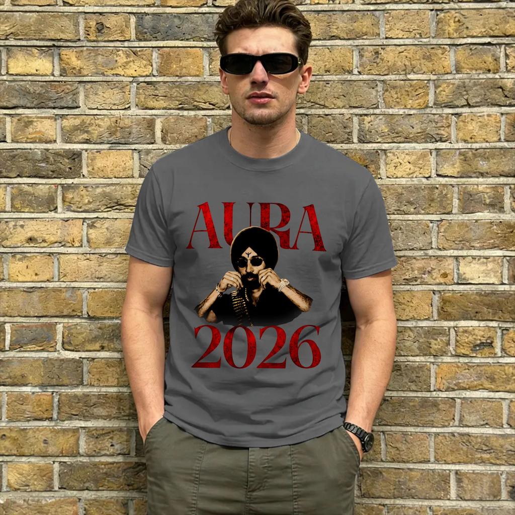 T-shirt Unisex Aura Diljit Dosanjh 2026 Abbigliamento in Cotone Novità Manica Corta Girocollo Maglietta T-shirt Taglie Forti
