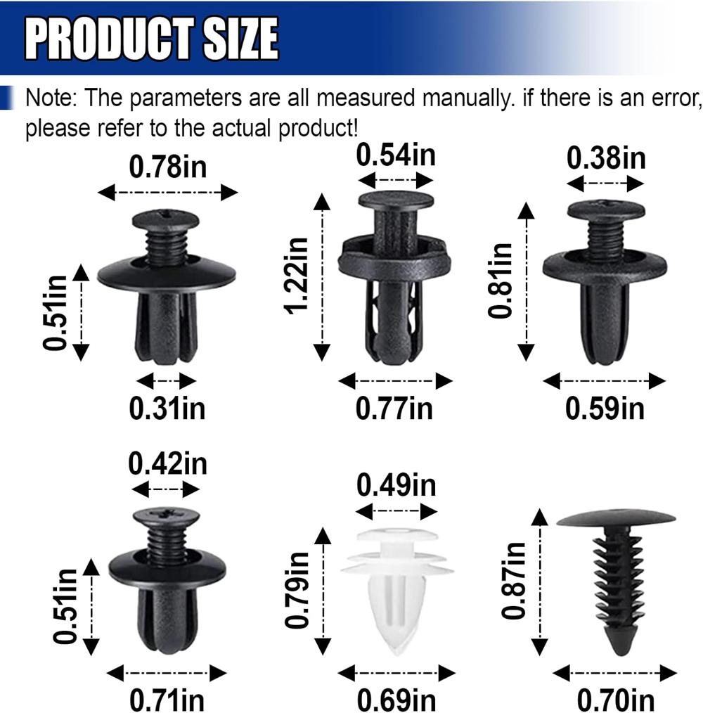 100PCS Car Bumper Retainer Clips Automotive Body Trim Fixed Clip Auto Door Panel Push Pin Universal Vehicle Plastic Rivets Kit