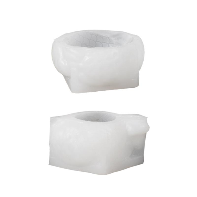 Cute goldfish flowerpot succulent plant flowerpot resin silicone mold carp storage box candle cup gypsum mold
