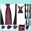 Polyester Striped Tie For Men Business Formal Wear With Zipper Closure For Office And Wedding