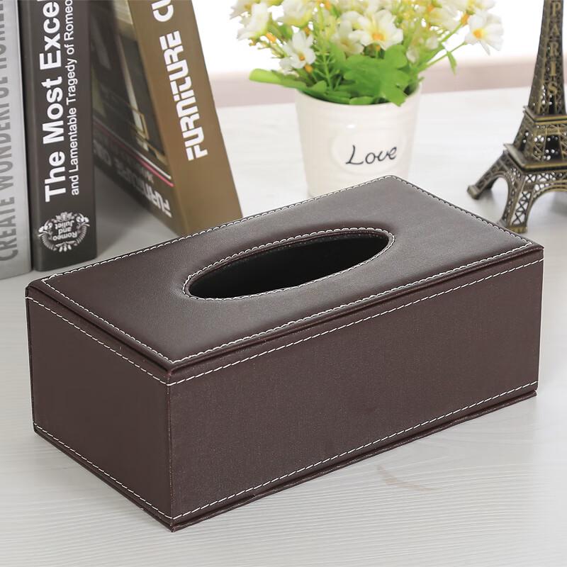 Tongyuan Shi Leather Wood Tissue Box