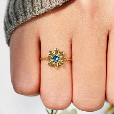 1pc Fashionable Exquisite Flower Ring, Suitable for Women's Fashion, Small, Fresh and Sweet, Inlaid with Synthetic Zircon