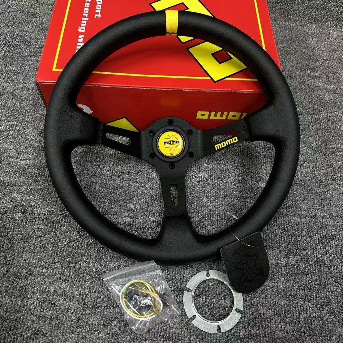 MOMO Steering Momo 13 inch Genuine Leather 338MM Yellow d-w-0007