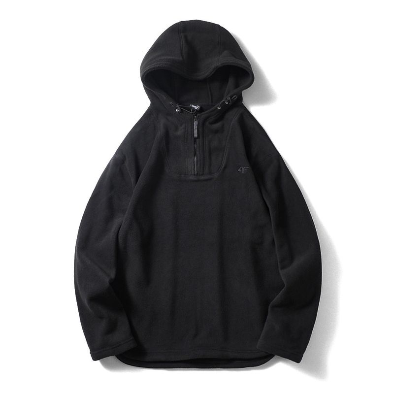 American Style Half Zipper Hood Double-sided Polar Fleece Hoodie Men's Autumn and Winter Outerwear Foreign Trade Cattle Goods Outdoor Fleece Jacket