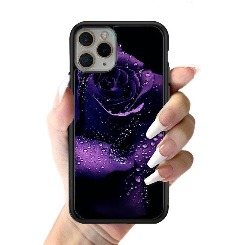 

Эстетический чехол для телефона с фиолетовой розой, силиконовый чехол из ПК + ТПУ для iPhone 11 12 13 Pro Max 8 7 6 Plus X SE XR Hard Fundas iphone 14promax