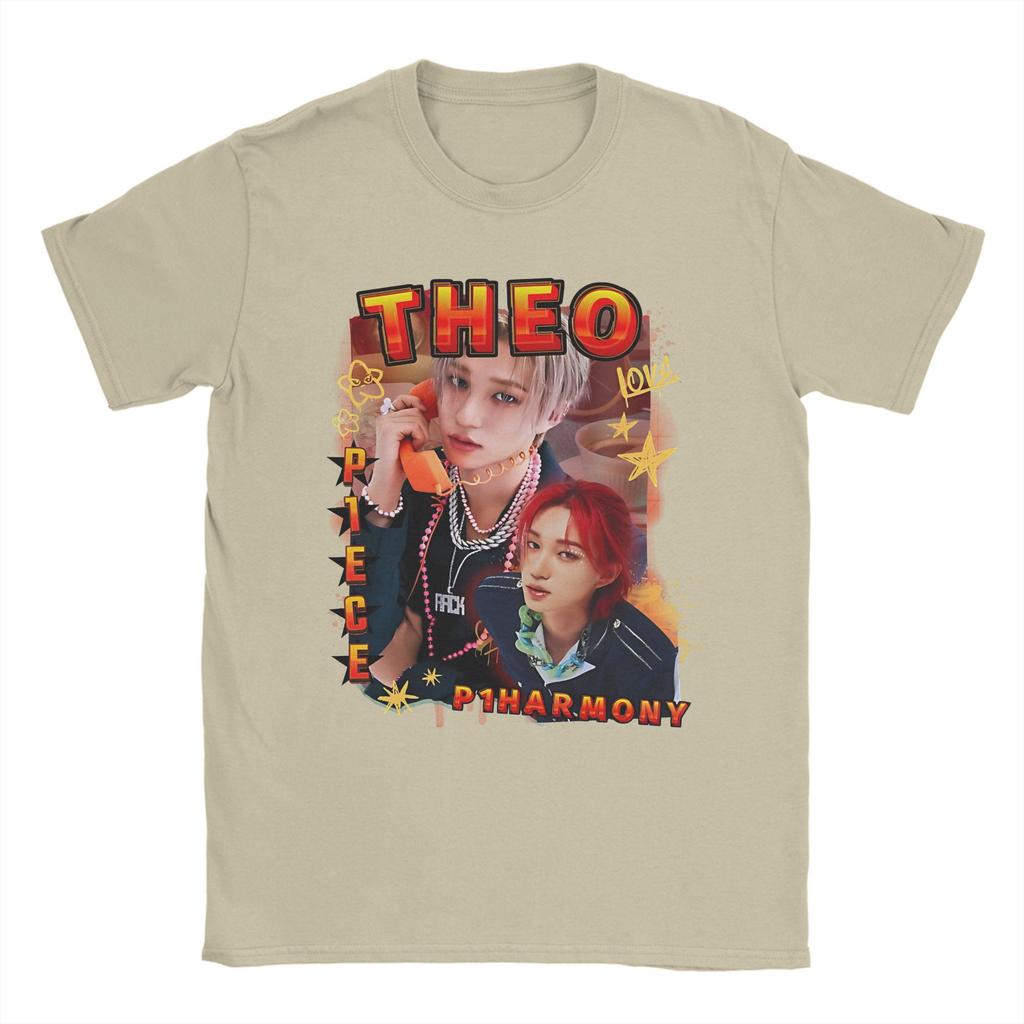 P1Harmony Theo Korean Group KPop Unisexs T Shirts  Novelty Tees Short Sleeve Round Collar TShirt 100 Cotton Gift Idea Clothes