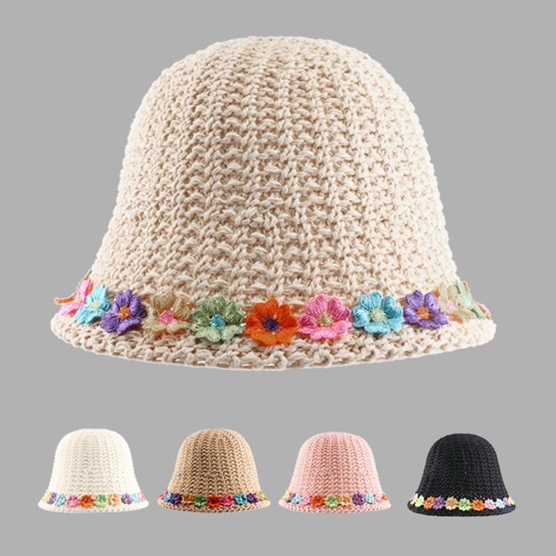 Women Sun Hat Straw Panama Hat Straw Handmade Flower British Style Straw Beach Hat Panama Hat Photo Props