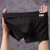Men's Plaid Cotton Boxer Briefs - Antibacterial, Breathable, Loose Fit, Plus Size
