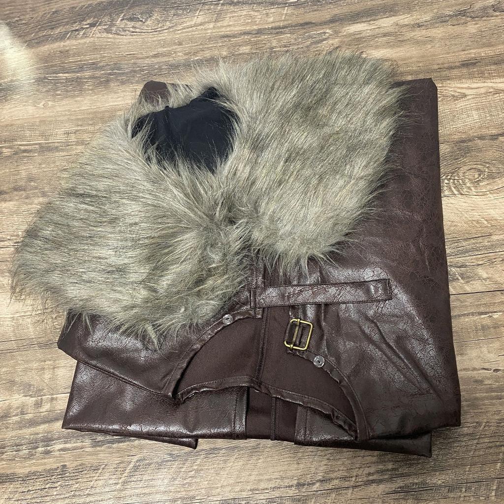 Medieval Faux Furs Cloak Viking Theme Costume for Men Great for Cosplay Party and Halloween Theme Event Stage Props