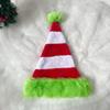 Pompoms Christmas Santa Hats for Children Adult Family Gathering Stripe Plush Santa Hats Festival Props Holiday Headpiece