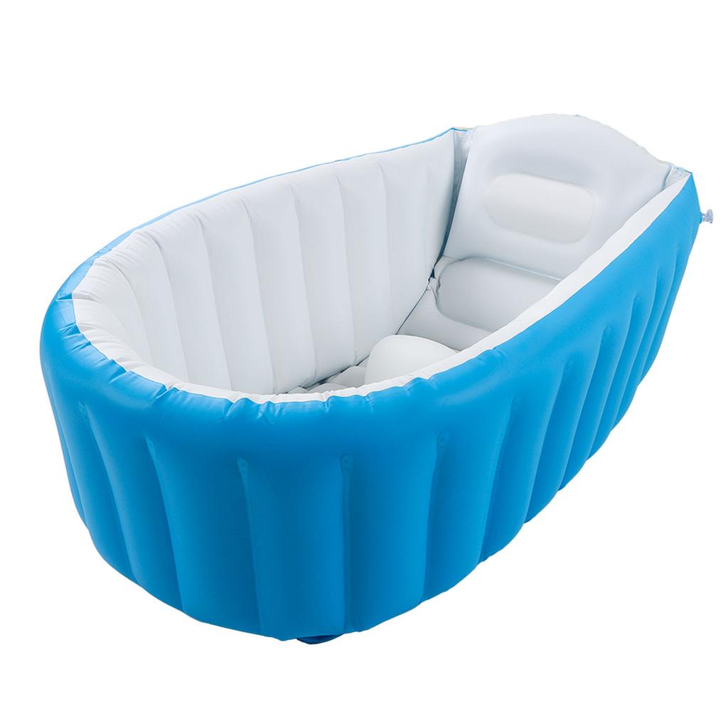 Inflatable Baby Bathtub with Air Pump Water Level Marker Skid Resistance Bottom Foldable Toddler