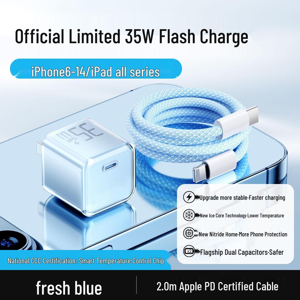 Compatible with Apple iPhone 16 Pro Max, 15 Plus, 13 - Genuine PD Fast Charging Ice Cube Charger Head