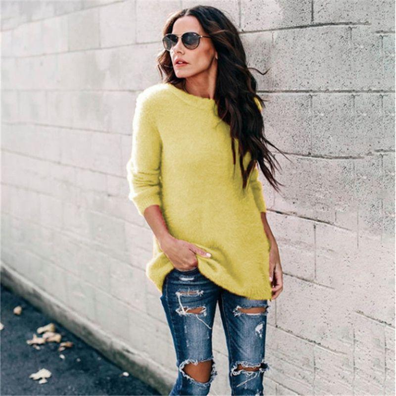 Women's Arctic Velvet Sweater Coat Cozy Crew Neck Pullover Blouse Ideal For Fall Winter