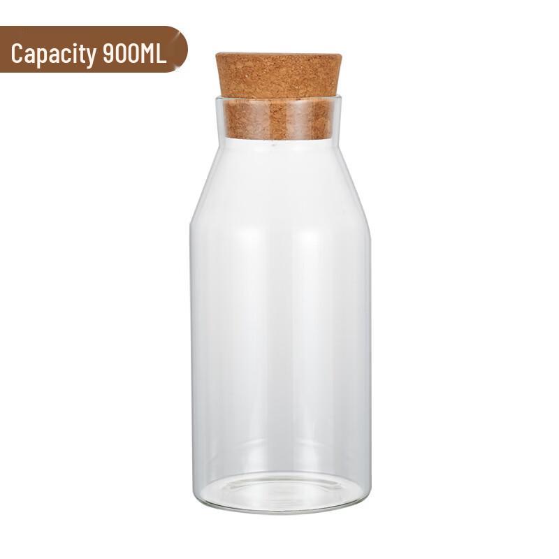 Shangqi Transparent Glass Storage Jars with Cork Stopper, 1200ml (Set of 2)