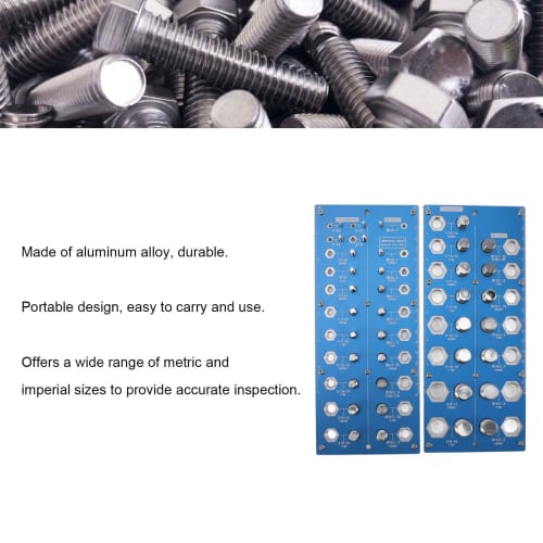Nut and Bolt Thread Checker, 38-Hole Blue Imperial Metric Aluminum Thread Identification Gauge, High-Precision Nut and Bolt Thread Checker for Repair