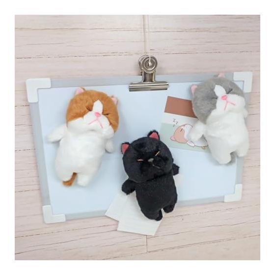 Stick-like Cat Kurobo Plush Magnet, 12.5cm Total Length, Ages 6+, Stick-like Cat Series, Contains Magnet, Small Plush