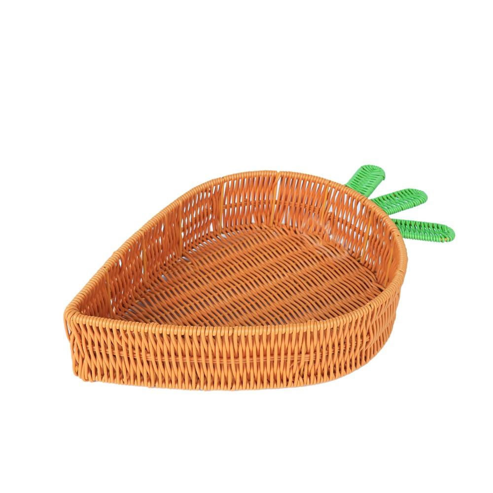 Handmade Carrot Woven Basket Carrot Shape Sturdy Pantry Bread Organizer Decorative Ventilated Fruit Serving Tray Easter Party