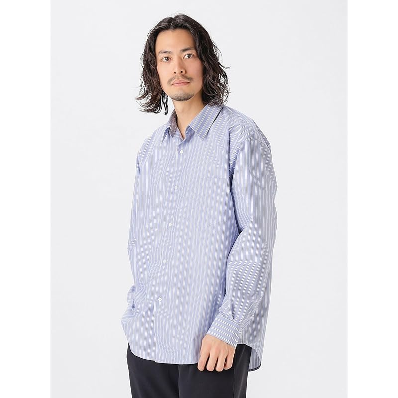 [Beaming life store by BEAMS] L/S shirt polyester broad regular color shirt 25SS men's BLUE_STRIPE S_92110375147