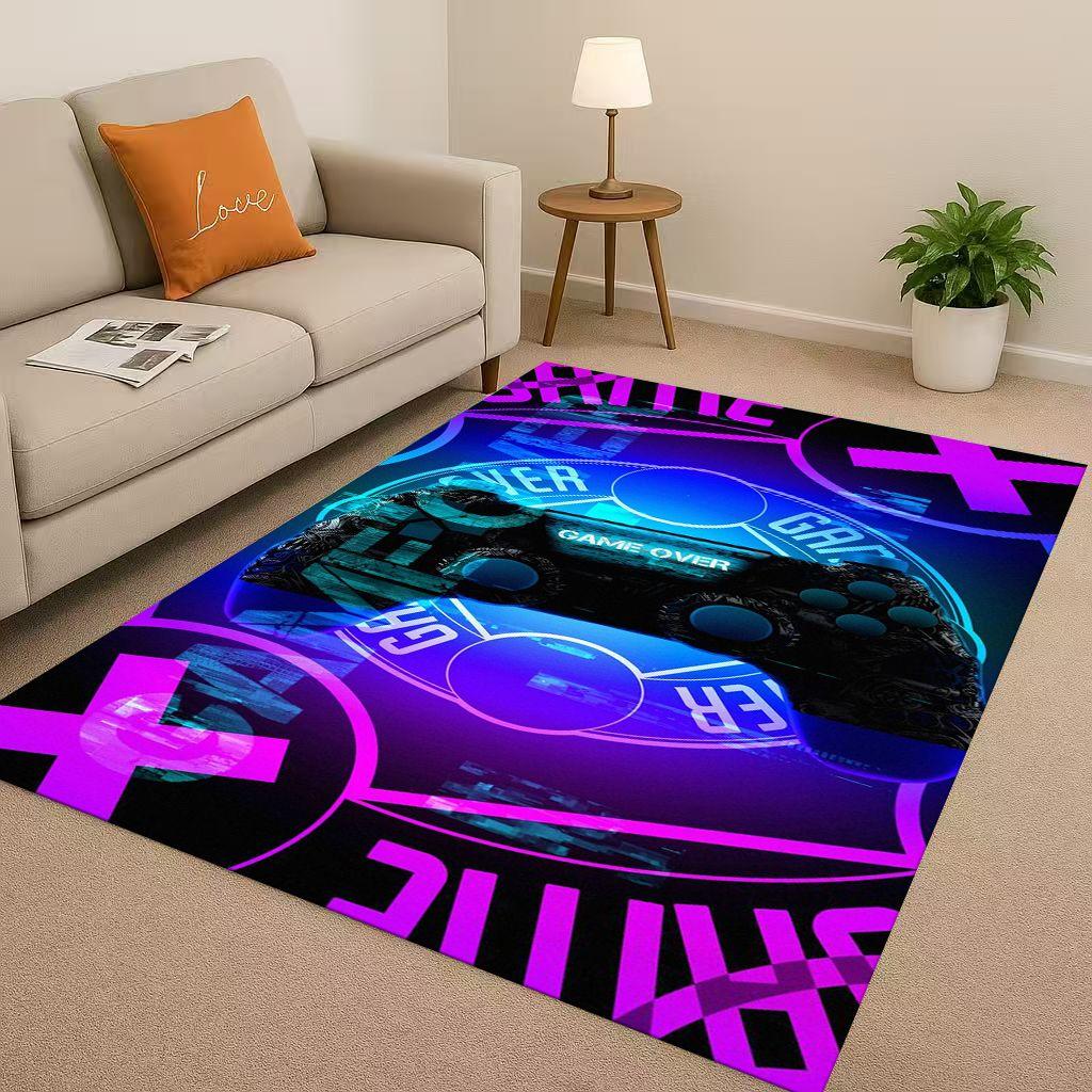 Retro Game Zone Sign Gamer Controller Living Room Non-Slip Area Rug Carpet for Bedroom Kids Playroom Sofa,Home Decor Doormat