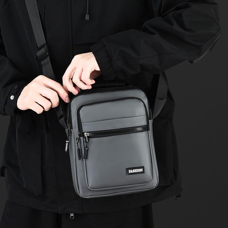 Contemporary Men's Handbag - Refined Oxford Shoulder Bag with Organizational Pockets