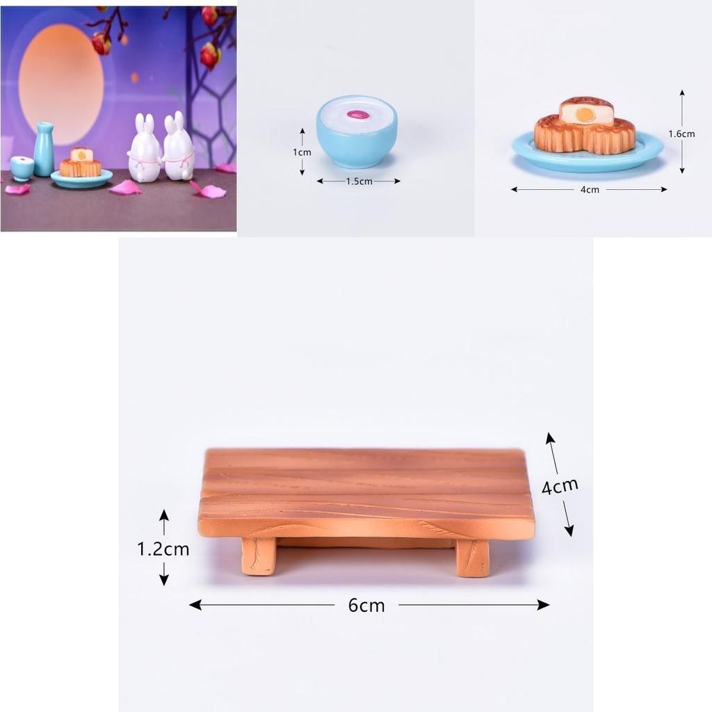 Uroczy DIY Królik z Żywicy Je Ciastko Księżycowe Dekoracja Mikrokrajobrazu na Obchody Święta Środka Jesieni