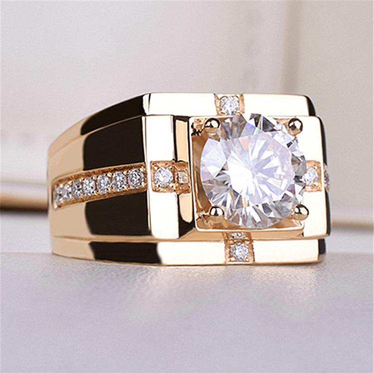 2026 Men's Ring Full Diamond Fashion Light Luxury Men's Open Ring Accessories