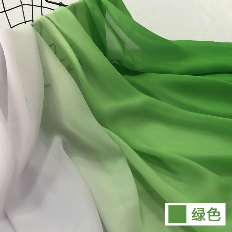 Gradient Chiffon Fabric By The Meter For Clothes Skirts Dresses Sewing Black White Blue Summer Cloth Thin Drape Transition Color