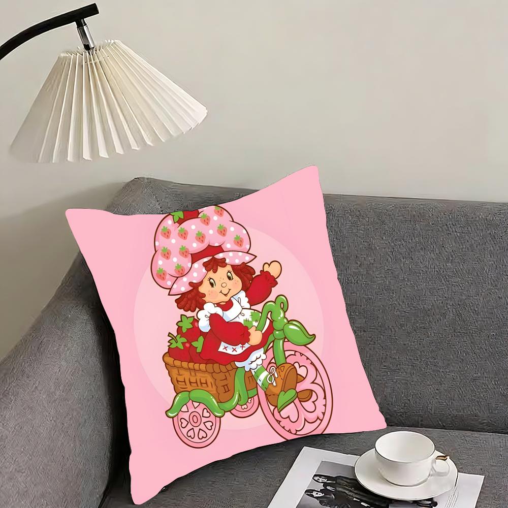 SStrawberry ShortcakeE Cute Cushion Cover Pillowcase Ultra Soft Skin Friendly Fabric Cloud Like Comfort Concealed Zipper