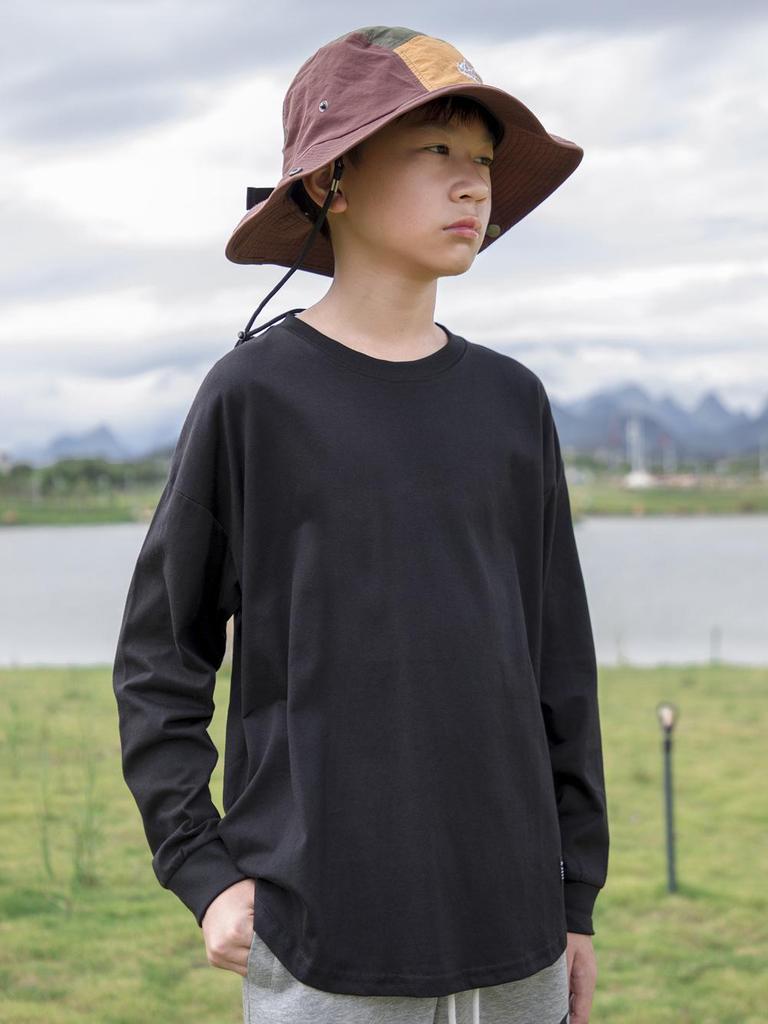 MT Kinder Trendiges Baumwoll-Langarm-T-Shirt mit geschwungenem Saum - 2025 Herbst Eltern-Kind-Kollektion