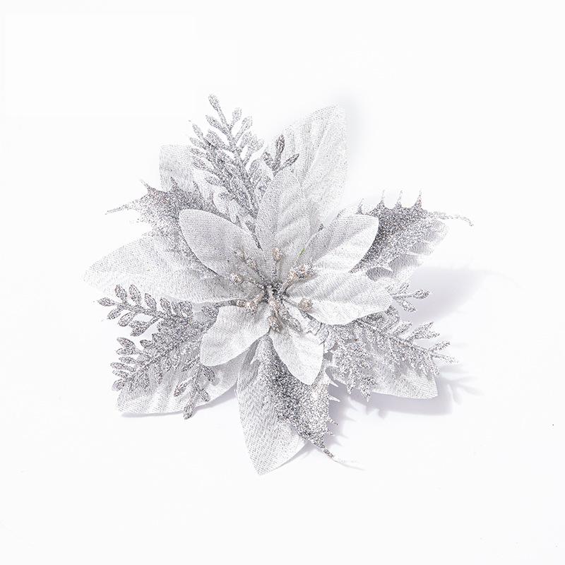 20PCS Four Color Flowers Christmas Flower Christmas Tree Decorations Christmas Wreath Decoration Christmas Decorations