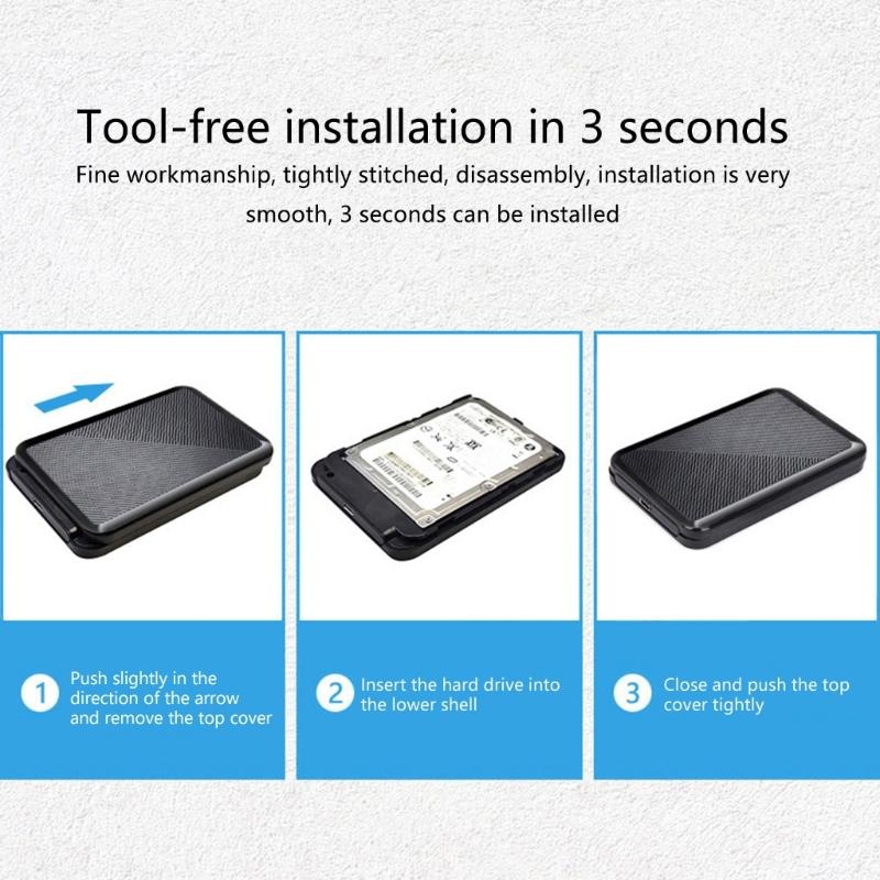 Portable Type C 2.5in SSDs Hard Drive Case for SATAs Drives Featuring Fast USB3.1 Connectivity 2.5Inch Hard Disk Box