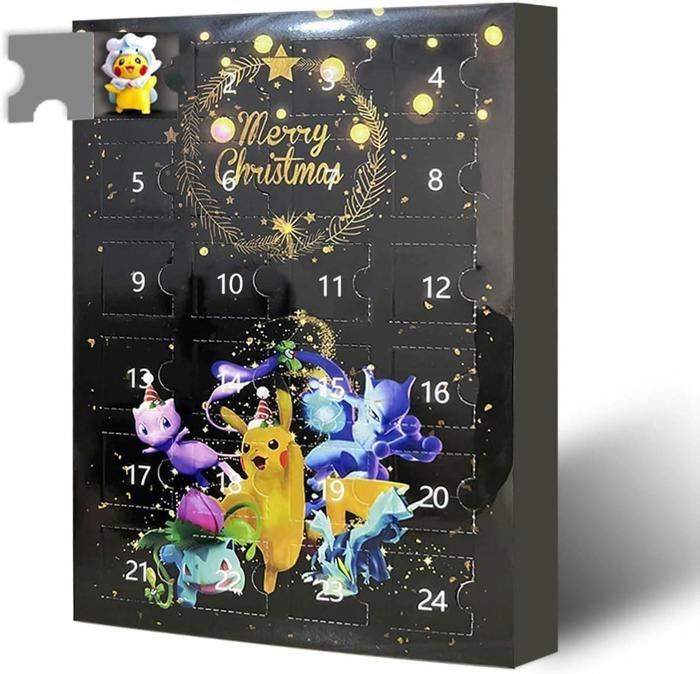 Pokemon Christmas Advent Calendar Figurines with Original Pikachu Anime Figure, Christmas Gift Box