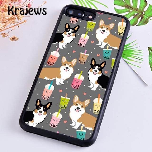 Krajews Corgi und Bubble Tea Weiche Handyhülle für iPhone 14 5 6s 7 8 plus XR XS 11 12 13 pro max Samsung S21 S22ultra Plus