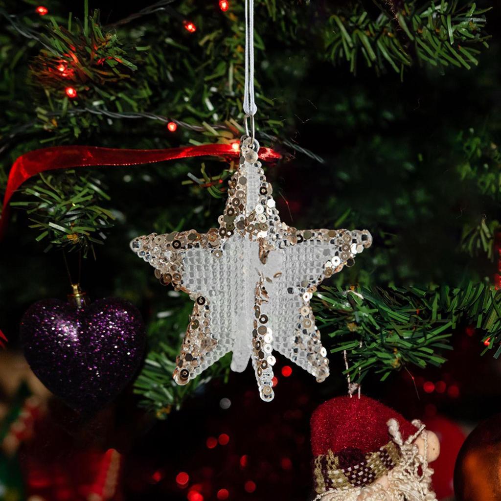Christmas Tree Pendant Acrylic Ornament Sequin Xmas Decoration Winter Theme for Nursery